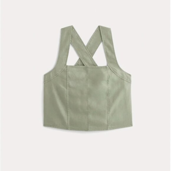 Everlane The Crossback Tank in Linen, Sage, Size 6 - Picture 2 of 6